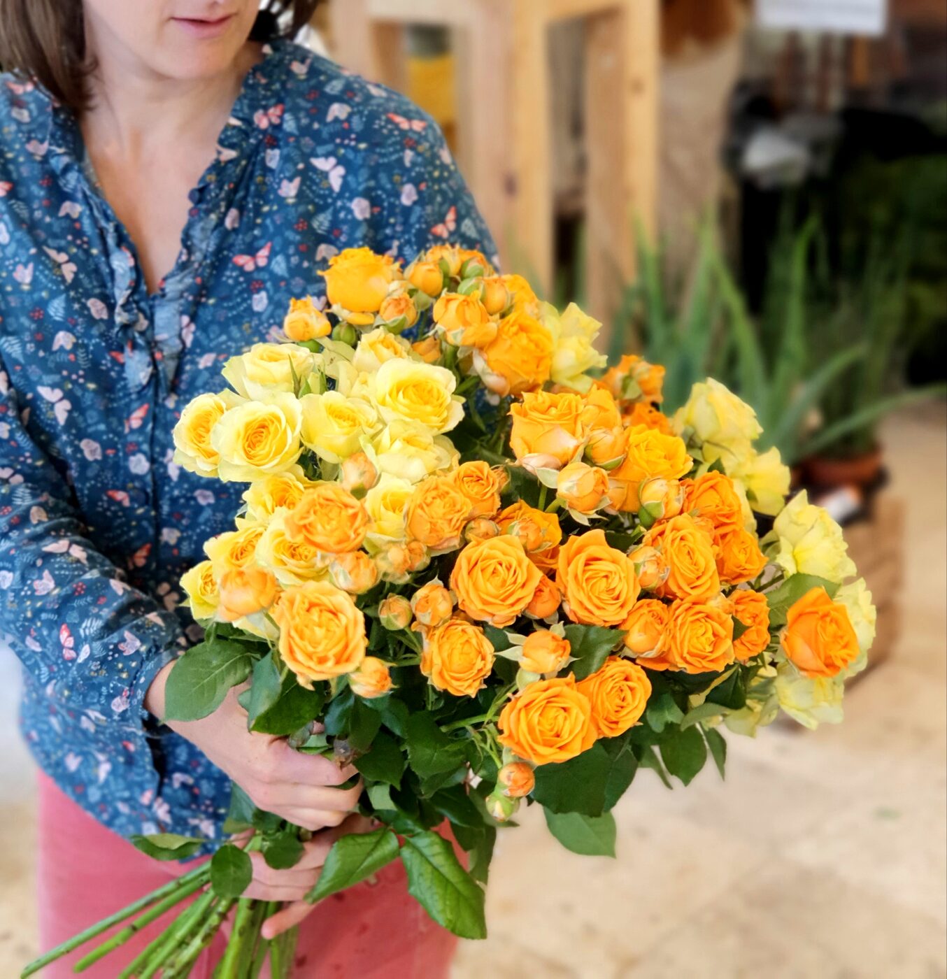 Roses ramifiées clementine ou soleil extra top! 70 cms