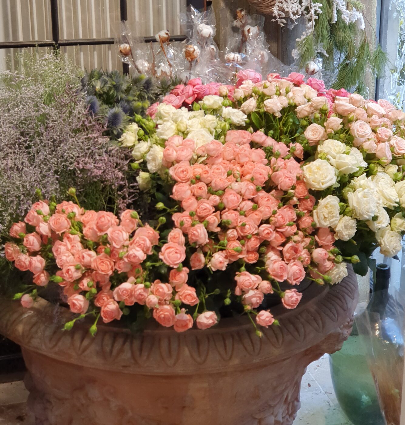 Rose ramifiée rose / blanche 80 cms extra